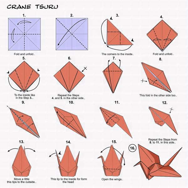 Instructions on how to make an origami crane